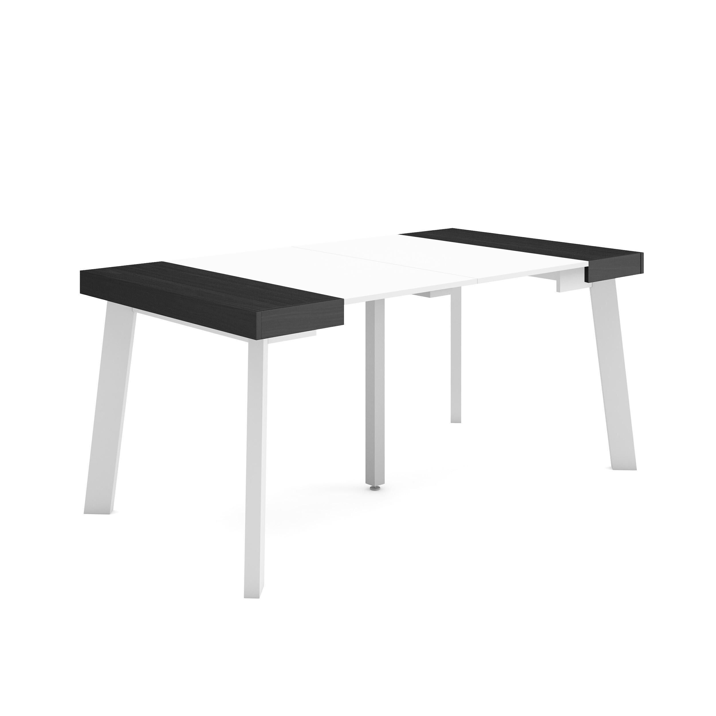 Skraut Home | Tavolo Consolle Allungabile | Tavolo da pranzo pieghevole | 160| Per 8 persone | Gambe in legno | Stile moderno | Bianco e nero 246_7_02