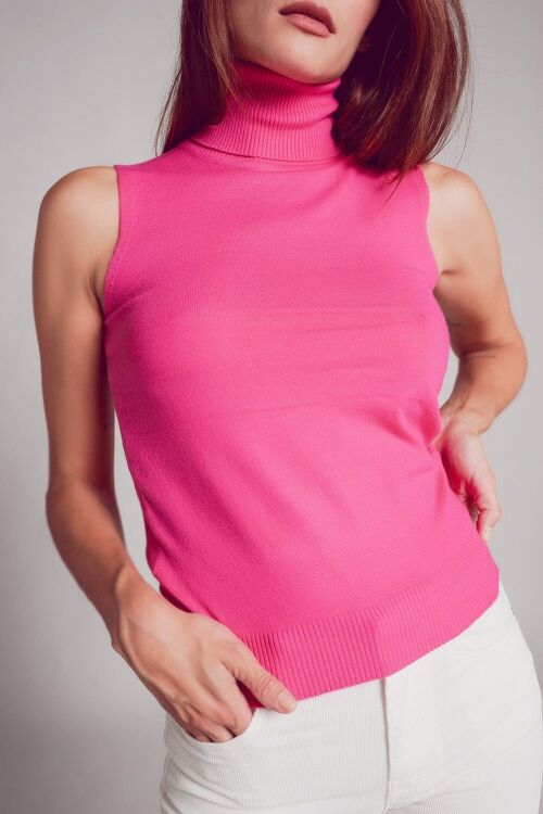 Knitted tank jumper in fuchsia