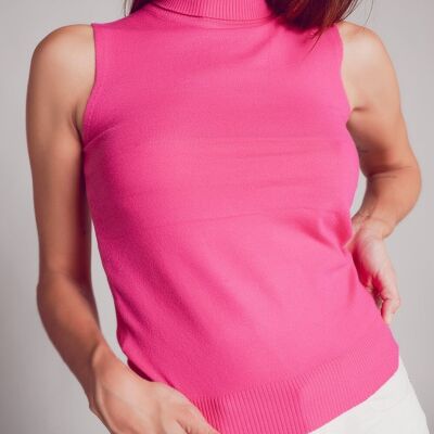 Knitted tank jumper in fuchsia