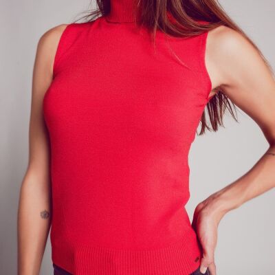 Knitted tank jumper in red