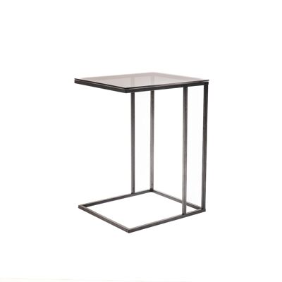 Tavolino da divano HV in metallo nero/vetro - 40x35x51 cm