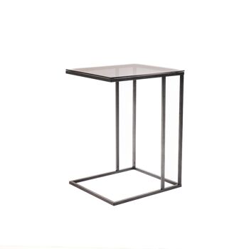 Table d'Appoint HV Canapé Métal Noir/Verre - 40x35x51cm 1