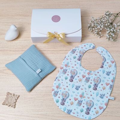 Bib and hot water bottle gift box - mint