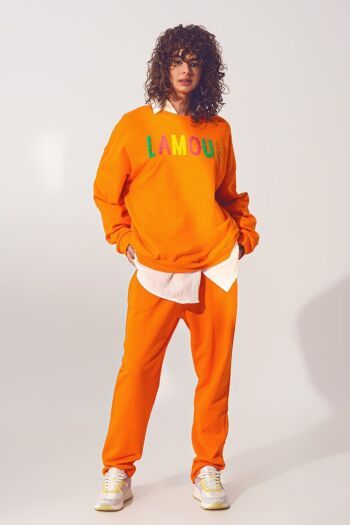 Pull L'amour Text en Orange 5