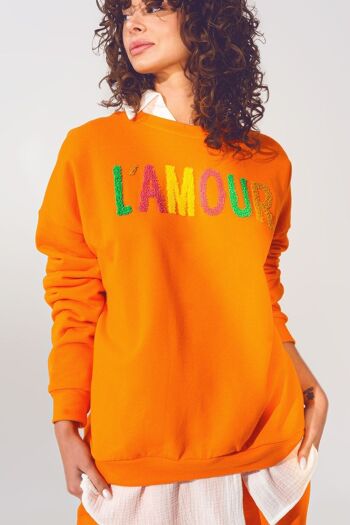 Pull L'amour Text en Orange 6