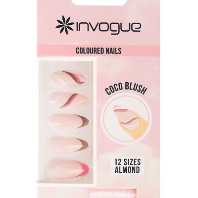 Uñas Invogue Coco Blush Almendra (24 Piezas)