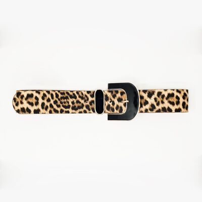 Cinturón con estampado de leopardo en color marrón