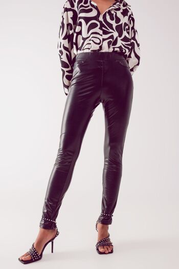 Legging aspect cuir noir 1