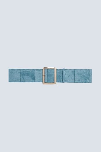 Ceinture en daim bleu clair avec boucle carrée 1