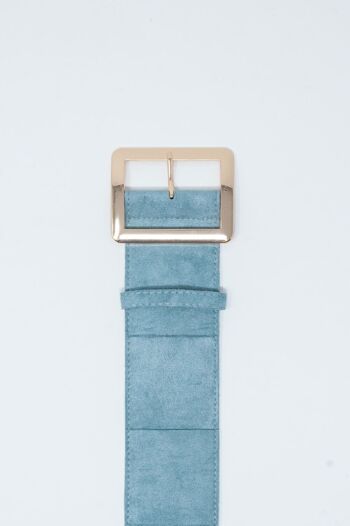 Ceinture en daim bleu clair avec boucle carrée 3