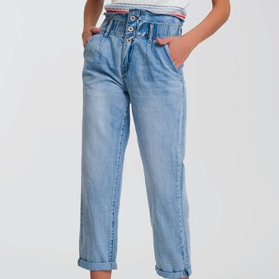 Leichte Jeans mit geradem Jeans und großem Bunddetail