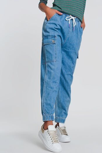 Pantalon de jogging en denim léger avec poches en denim léger 3