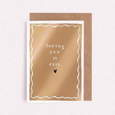 T’aimer est une carte facile | Carte d'amour | Carte d'anniversaire | Cartes de Saint Valentin