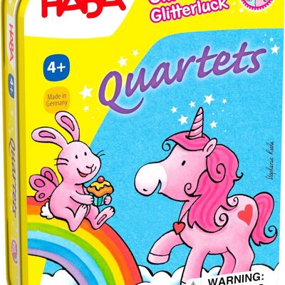 HABA -Unicorn Glitterluck Quartet Mini- Juego de viaje