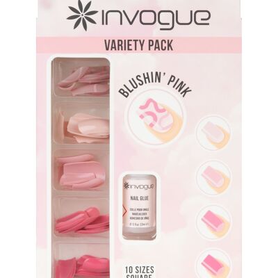 Invogue Blushin Pink Square Nails - Pack varié (120 pièces)