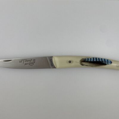 Cuchillo Le Thiers Pote mango enterizo 12 cm - Incluye plumas de Jay