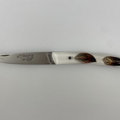 Couteau de poche Le Thiers Pote plein manche 12 cm - Inclusion Plumes de Faisan