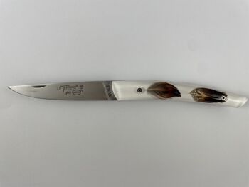 Couteau Le Thiers Pote plein manche 12 cm - Inclusion Plumes de Faisan 1