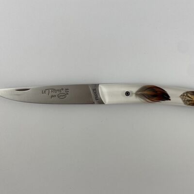 Full handle Le Thiers Pote knife 12 cm - Pheasant feathers included