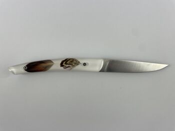 Couteau Le Thiers Pote plein manche 12 cm - Inclusion Plumes de Faisan 2