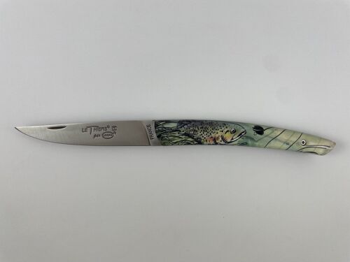 Couteau de poche Le Thiers Pote plein manche 12 cm - Inclusion Truite