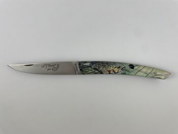Couteau de poche Le Thiers Pote plein manche 12 cm - Inclusion Truite 1