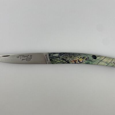 Full handle Le Thiers Pote knife 12 cm - Trout inclusion