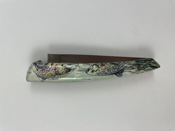 Couteau de poche Le Thiers Pote plein manche 12 cm - Inclusion Truite 4