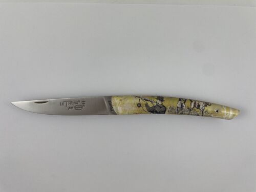 Couteau de poche Le Thiers Pote plein manche 12 cm - Inclusion Scène de Chasse