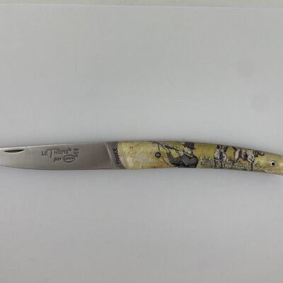 Coltello Le Thiers Pote a manico pieno 12 cm - Scena di caccia inclusa