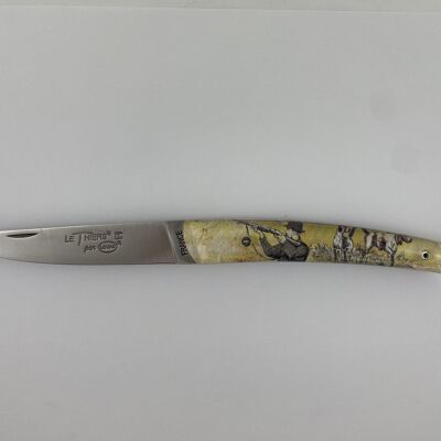 Cuchillo Le Thiers Pote mango enterizo 12 cm - Escena de caza incluida