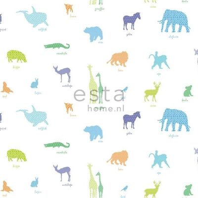 ESTAhome fabric animals multicolor - 140 cm