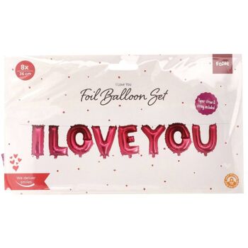 Ballons aluminium 'I Love You' Rose 36cm - 8 pièces 2