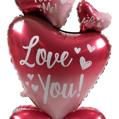 Standing Foil Balloon - Ombre Love - 3 hearts - 77 cm