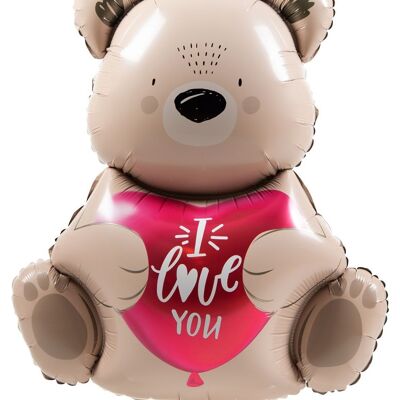 Foil balloon - Ombre Love - Brown bear "I love you" - 56 cm