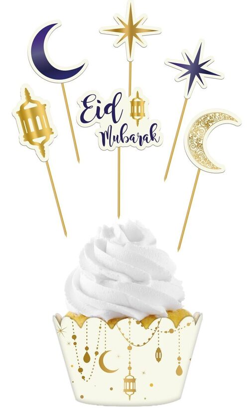 Cupcake Decoration Set - Eid Mubarak - 12 pieces