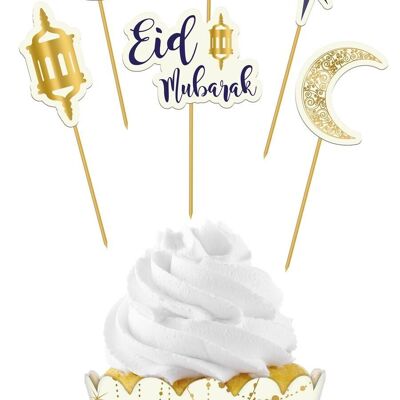 Set de decoración para cupcakes - Eid Mubarak - 12 piezas