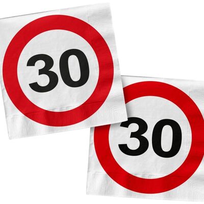 Napkins - Traffic Sign 30 - 33 x 33 cm - 20 pieces