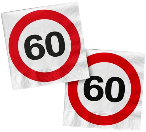 Napkins - Traffic Sign 60 - 33 x 33 cm - 20 pieces