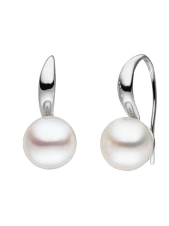 Crochets d'oreilles avec perles d'eau douce bouton blanc 1