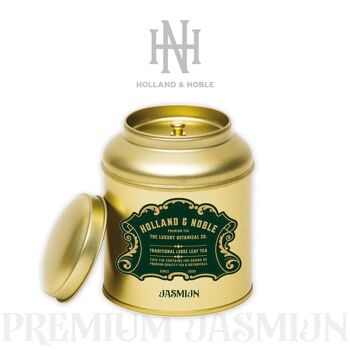 Holland & Noble - Jasmine - Thé noir - Thé au jasmin de qualité supérieure à la fleur de jasmin - 100 grammes de thé en vrac dans une boîte à thé de luxe - avec 50 sachets filtre à thé gratuits 1