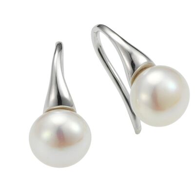 Ear hooks with freshwater pearl buttons 7-8 mm
