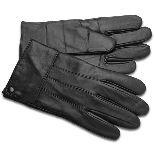 Leather Cuff Buttoned Gloves