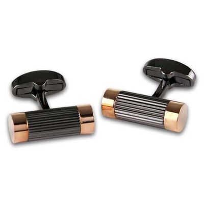 Gunmetal Barrel Rose Gold Finish Cufflinks