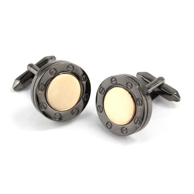 Gunmetal with Rose Gold Finish Centre Cufflinks