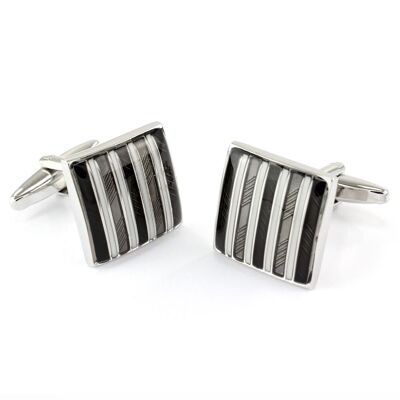 Grey/White/Black Striped Cufflinks