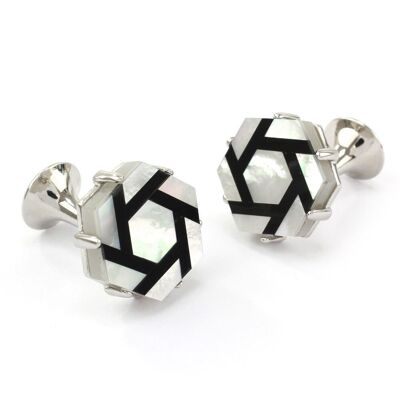 Hexagonal Mother of Pearl Effect Cufflinks