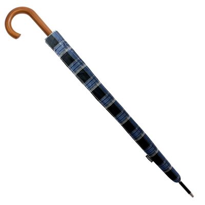 Parapluie long à carreaux bleu automatique