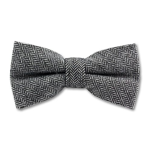 Light Grey Herringbone Woven Bow Tie