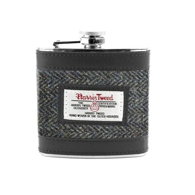 Grey/Blue Herringbone Hip Flask